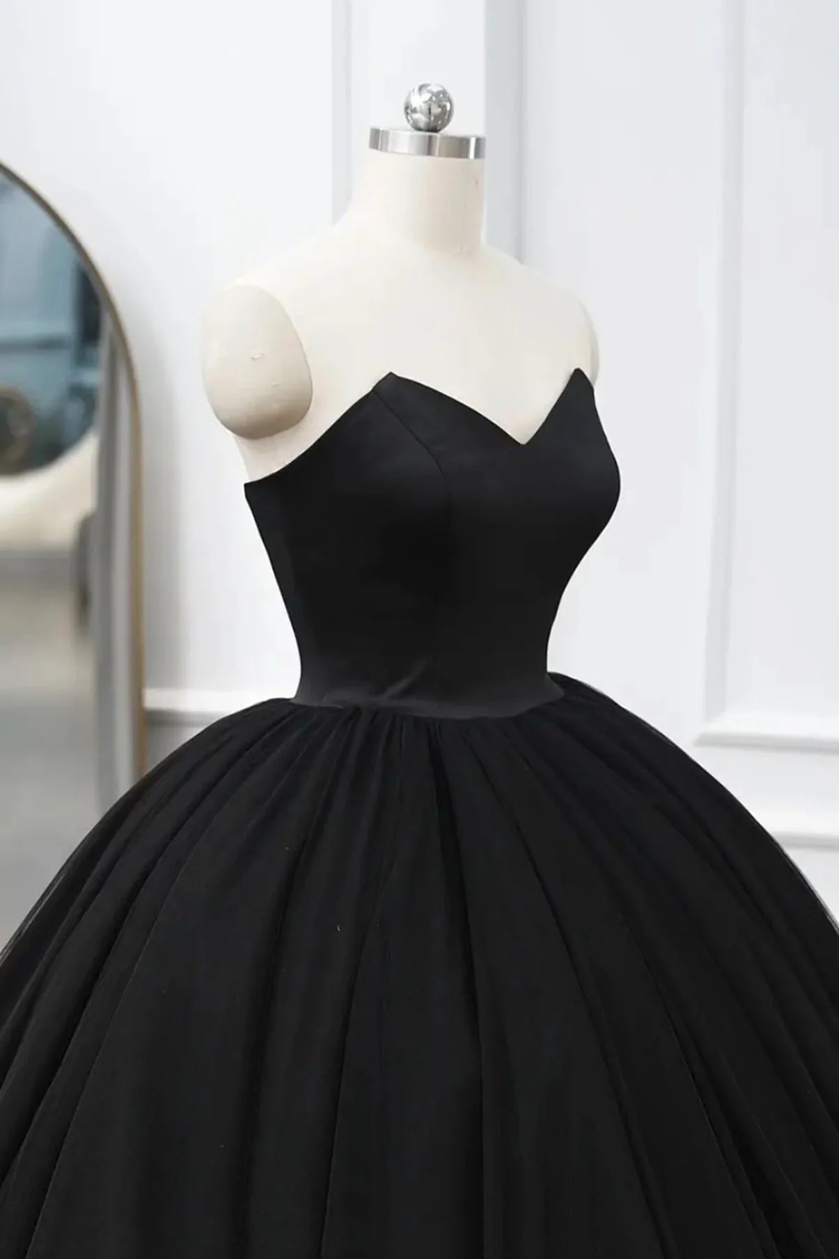 Black Tulle Long Ball Gown Prom Dresses,Vintage Long Evening Dress