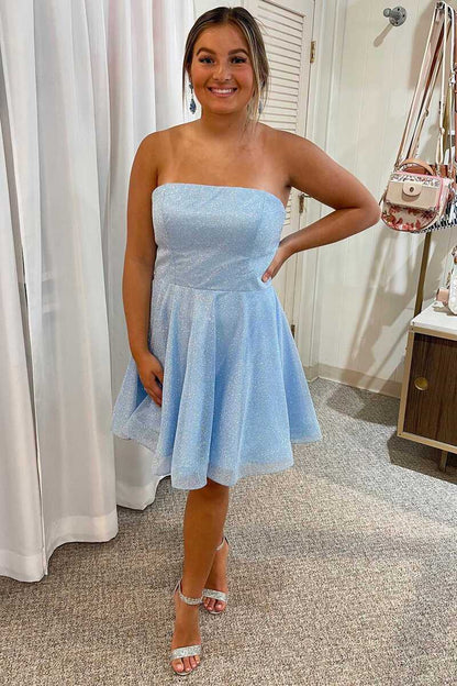 Cute Light Blue Strapless Short Homecoming Cocktail Dresses jkprom Cute Light Blue Strapless Short Homecoming Cocktail Dresses jkprom