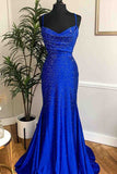 Mermaid Long Red Prom Dress with Rhinestones,Royal Blue Bodycon Dresses