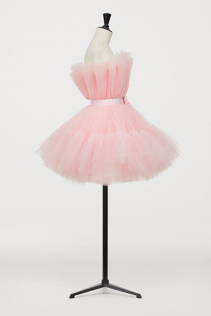 Hot Pink A-line Short Puffy Tulle Party Dress Cocktail Dresses