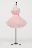 Hot Pink A-line Short Puffy Tulle Party Dress Cocktail Dresses