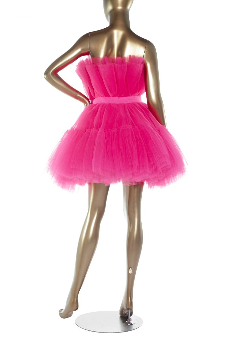 Hot Pink A-line Short Puffy Tulle Party Dress Cocktail jkprom Hot Pink A-line Short Puffy Tulle Party Dress Cocktail jkprom