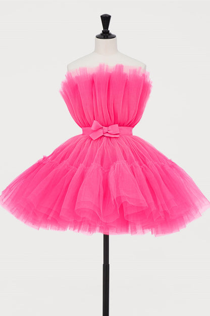 strapless tulle short puffy dress cocktail