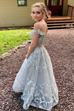 Long Lace Prom Dress Beaded Applique Evening Dresses,Party Gown
