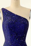 Pink Sequin One-Shoulder Backless Formal Mini Dresses