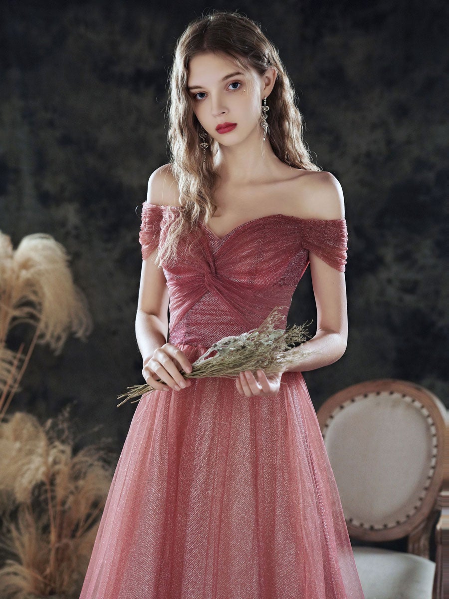 Burgundy sweetheart tulle sequin long prom dress, burgundy evening dress