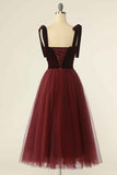Wine Red Sweetheart Tie-Strap A-Line Short Prom Dress