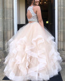 Two Piece Prom Dresses Ruffles Ball Gown