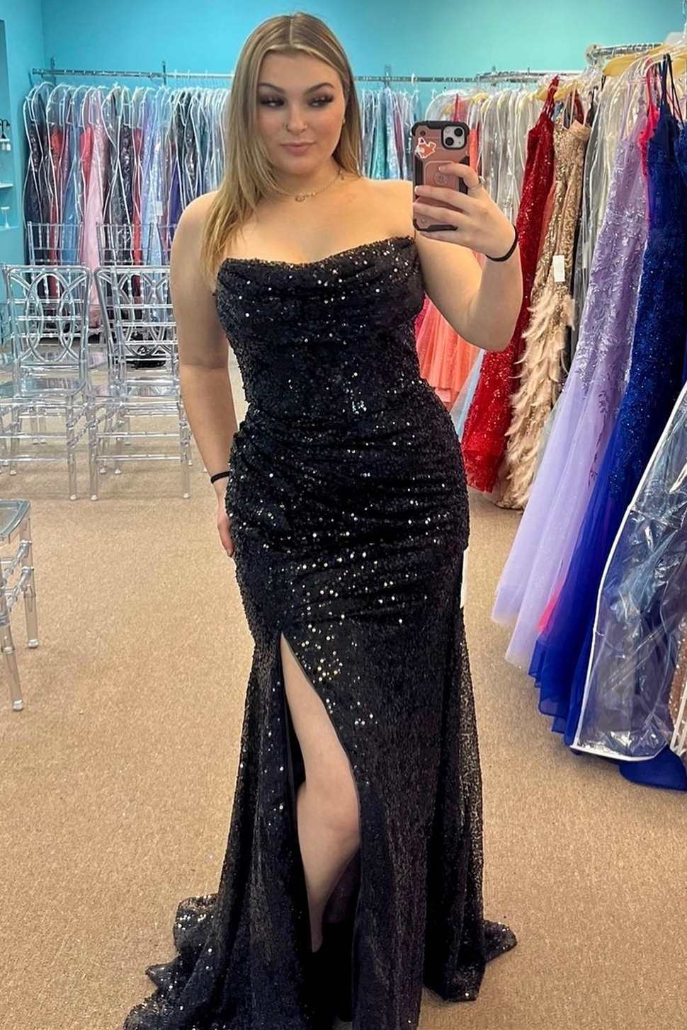 Stunning Sequin Royal Blue Mermaid Long Prom Dress with Slit jkprom Stunning Sequin Royal Blue Mermaid Long Prom Dress with Slit jkprom
