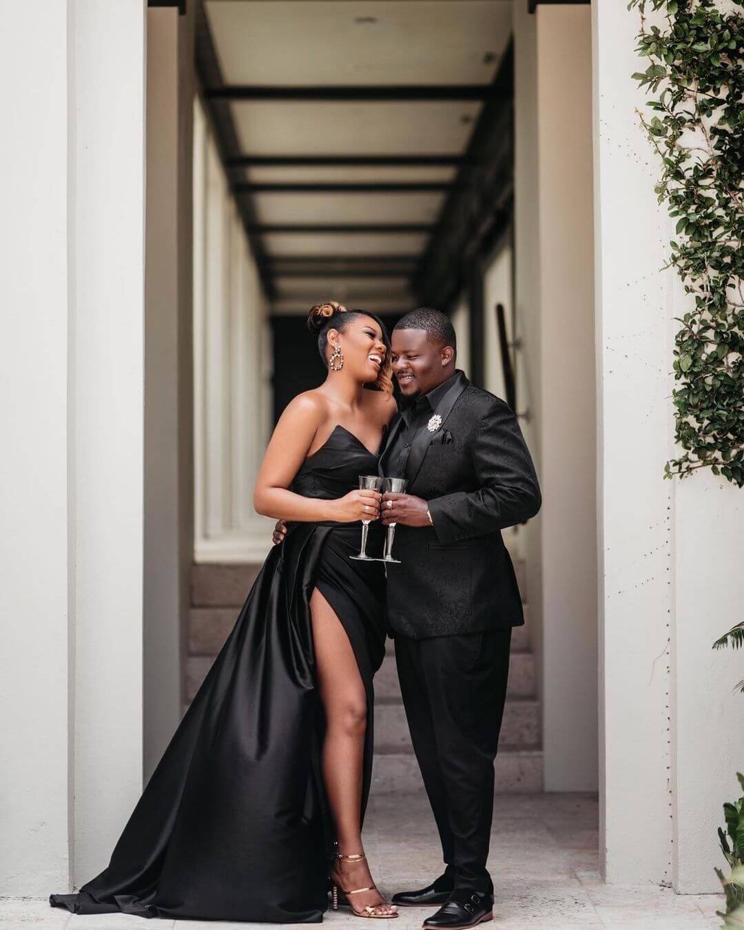 Sexy Black High Slit Prom Dress Tight Satin Wedding Guest Outfit – jkprom