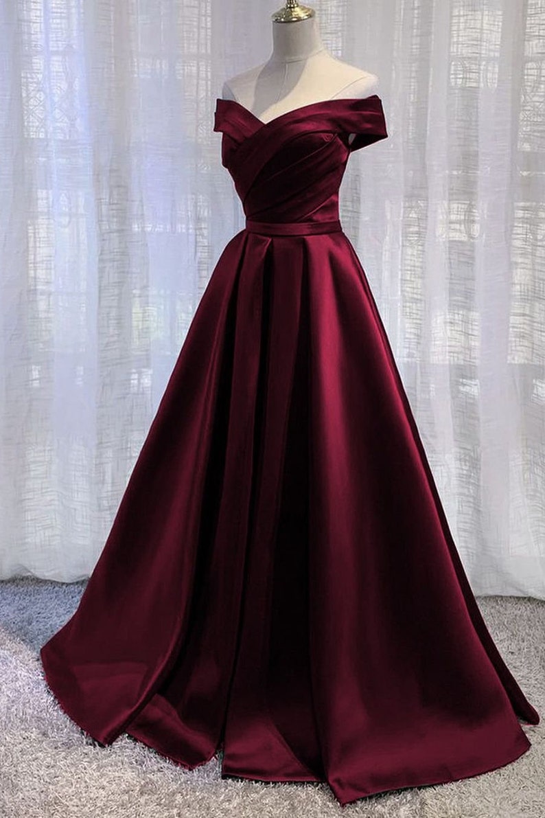 Black Satin Off Shoulder Long Simple Evening Dress Party jkprom Black Satin Off Shoulder Long Simple Evening Dress Party jkprom
