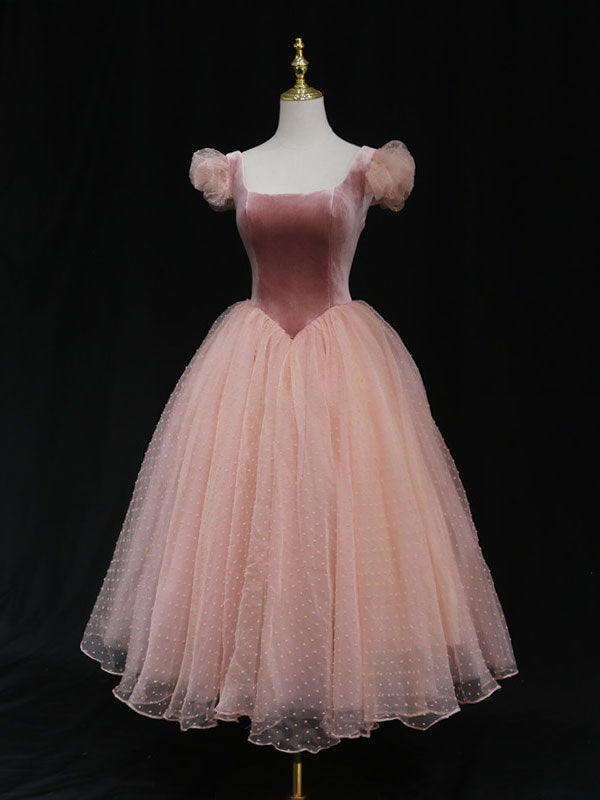 Pink tulle short prom dress pink tulle homecoming dress