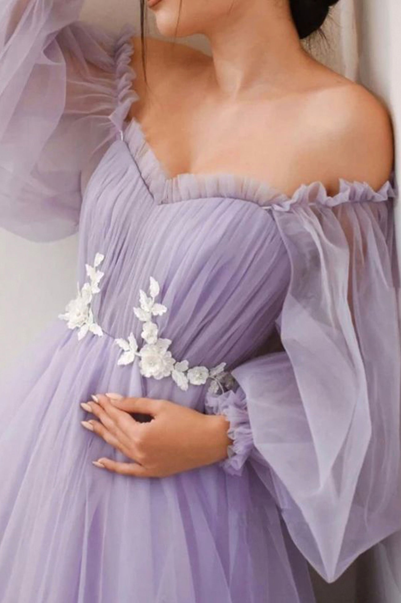 Lilac Long Prom Dresses,A-Line Tulle Gala Dress Formal Evening