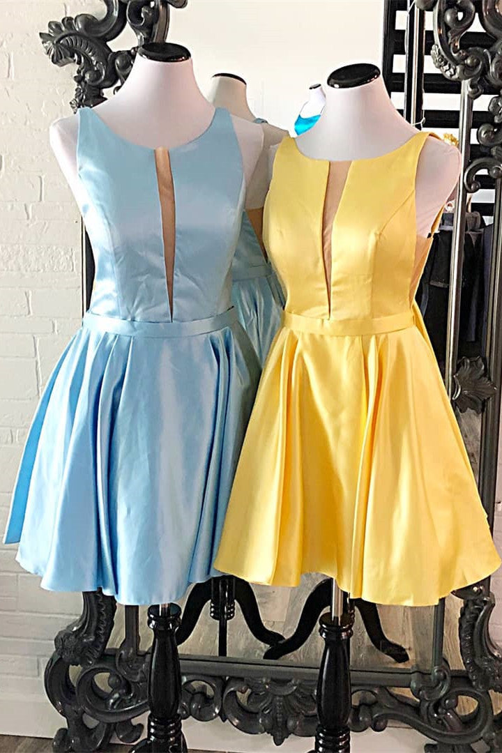Cute A-line Short Yellow Homecoming Dresses
