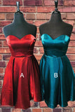 Sweetheart A-Line Satin Red Homecoming Dress