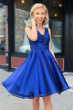 A Line Fitted Royal Blue Short Homecoming Dress