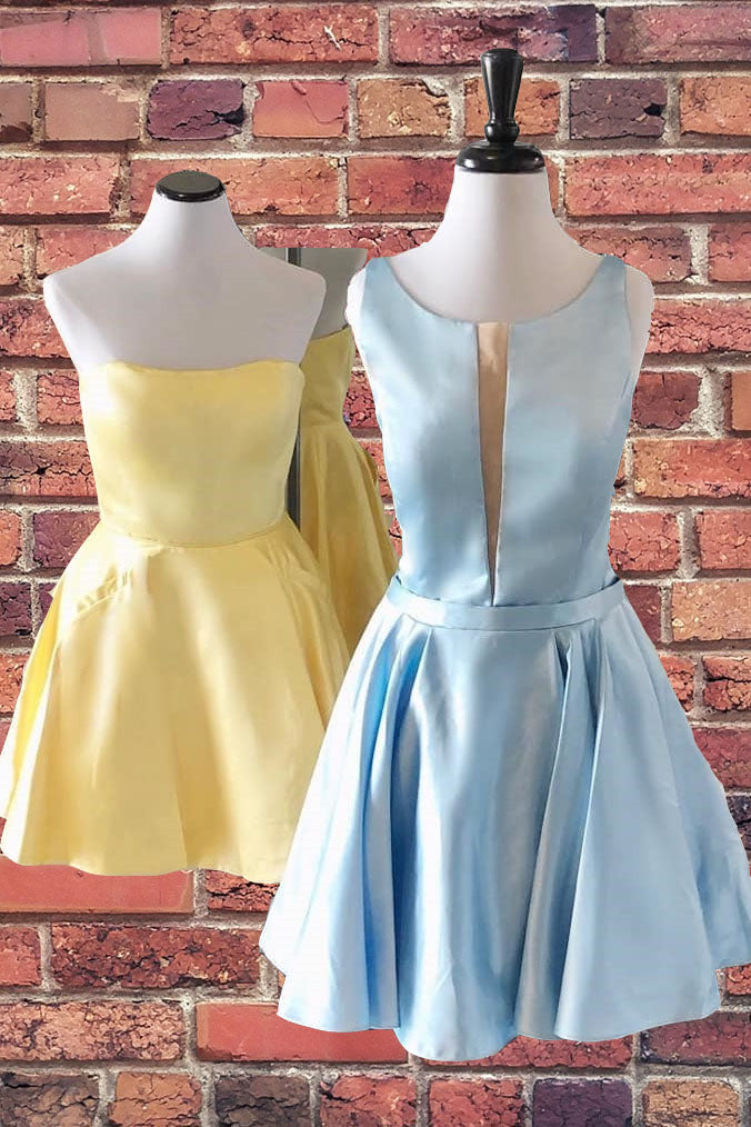 Cute A-line Short Yellow Homecoming Dress,Elegant Graduation Dresses