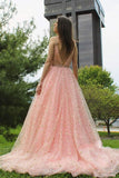 Sparkly Starry Long Prom Dresses,Formal Dresses A-line V-neck Stars Sequin Formal Dress