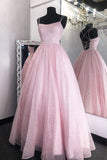 Shiny Light Pink Long Prom Dress,Back Open Formal Party Gown
