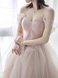 Pink sweetheart tulle long prom dress, pink tulle formal dress