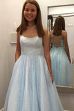 Sparkly Spaghetti Straps Lilac Long Prom Dresses With Sequins,Formal Dress