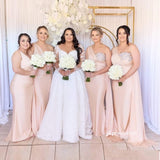 Champagne Bridesmaid Dresses Elegant,Long Party Dress for Wedding with Streamer