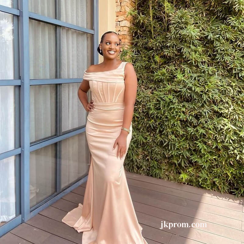 trumpet bridesmaid dress Missacc Burnt Orange Bridesmaid Elegant Trumpet/Mermaid Off-The-Shoulder Sleeveless Sweep Train Satin Bridesmaid Dresses