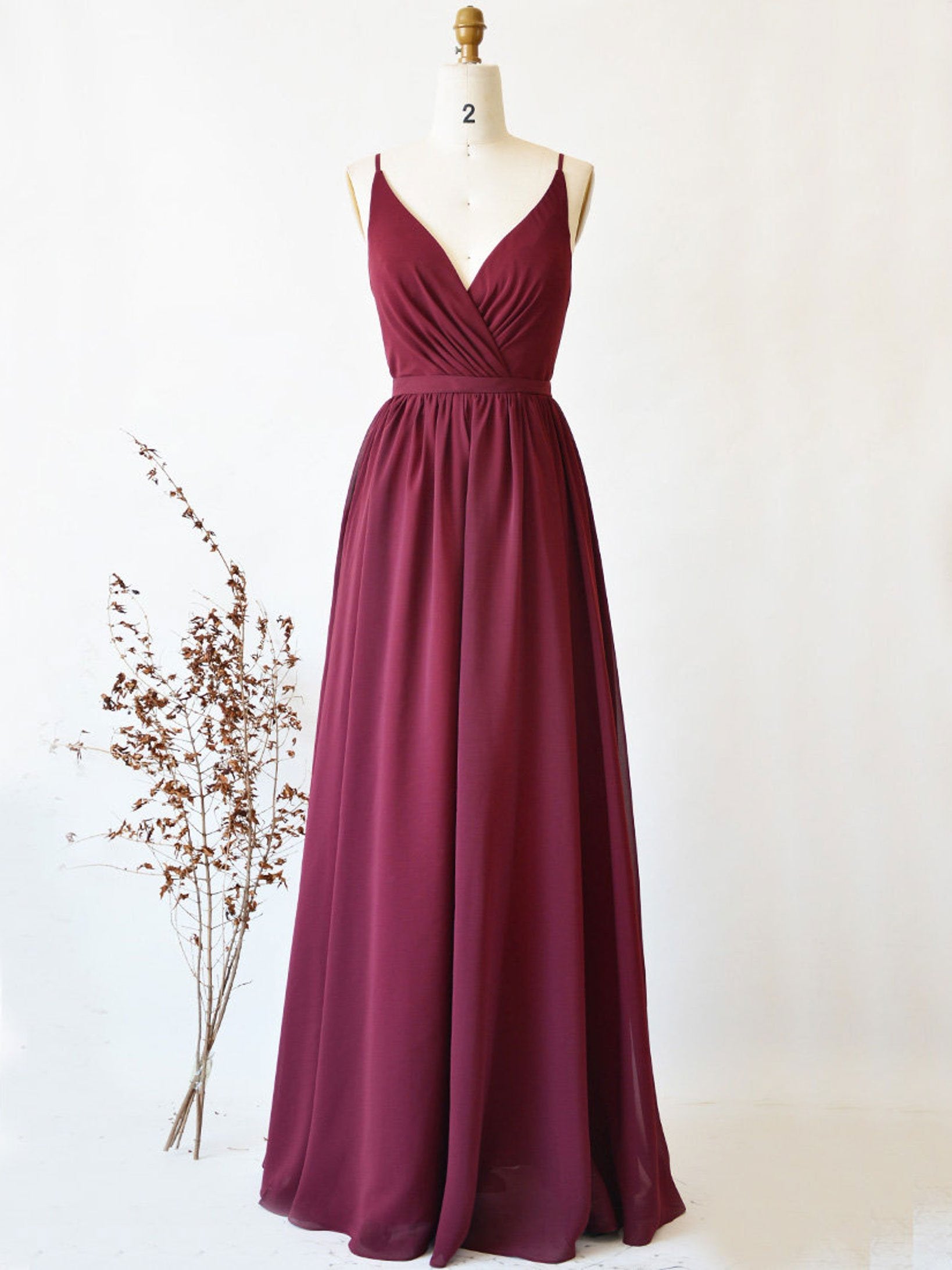 Simple burgundy chiffon lace long prom dresses, cheap women formal evening dress