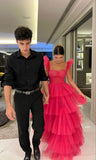 Unique Layered Tulle Prom Dresses Ball Gowns Long Evening Dress