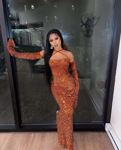 Modern Mermaid Evening Dresses Long Sleeve Women Black Girl