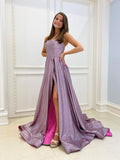 Simple sequin satin long prom dress sequin evening dress
