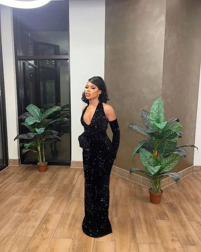 st john black dress Black Sequin Mermaid Long Prom Dress,Night Dresses Party – jkprom