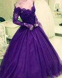 Elegant Tulle Quinceanera Dresses Ball Gowns Lace Long Sleeves