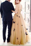 A-Line Sweetheart 3D Butterfly Appliques Prom Dress Long Formal Gown