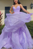 Princess Lavender Tiered Long Prom Dress,Dresses for Party Events Birthday