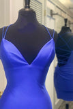 Tight Royal Blue Short Party Dress with Spaghetti Straps Cocktail Dress