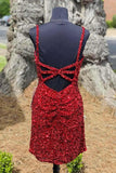 Tight Wine Red Sequins Short Homecoming Dress Party Gown