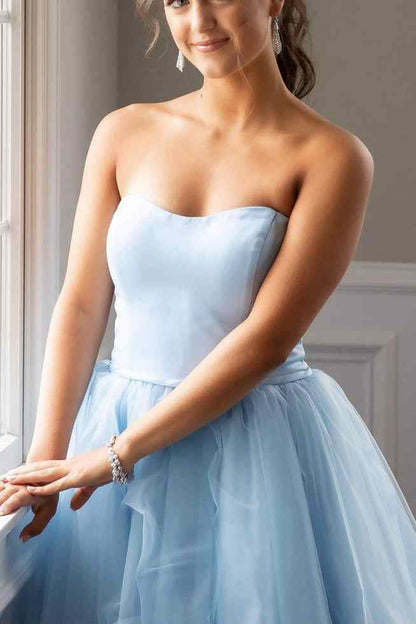 Strapless Light Blue A-line Short Homecoming Dress Party Gown
