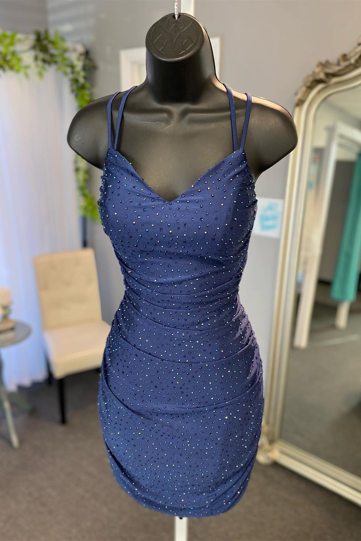Royal Blue Spaghetti Strap Short Hoco Dress Tight – jkprom