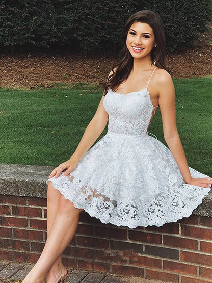 A Line Short Backless Blue/Champagne/White Lace Prom Dresses,cocktail jkprom A Line Short Backless Blue/Champagne/White Lace Prom Dresses,cocktail jkprom