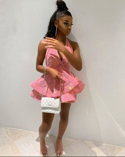 Shiny Black Girl Homecoming Dresses Short Pink Birthday Dress jkprom Shiny Black Girl Homecoming Dresses Short Pink Birthday Dress jkprom