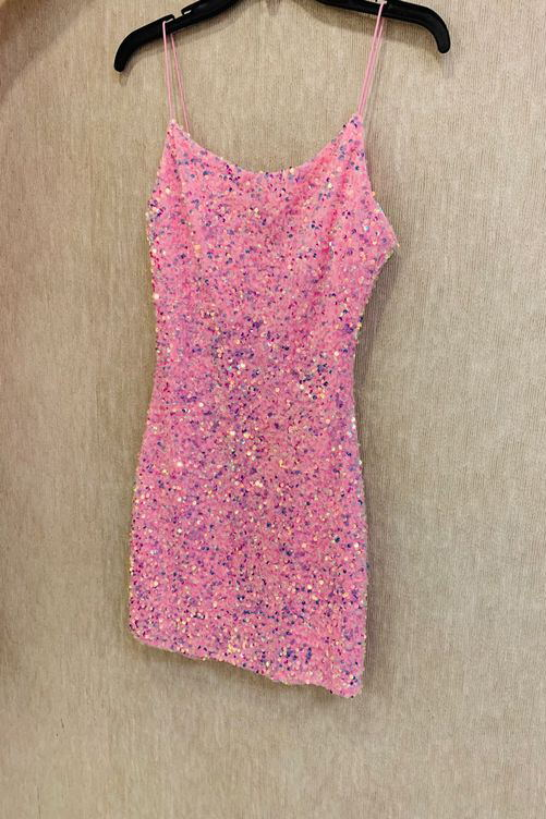 Pink-Sequin-cocktail-Dress-short