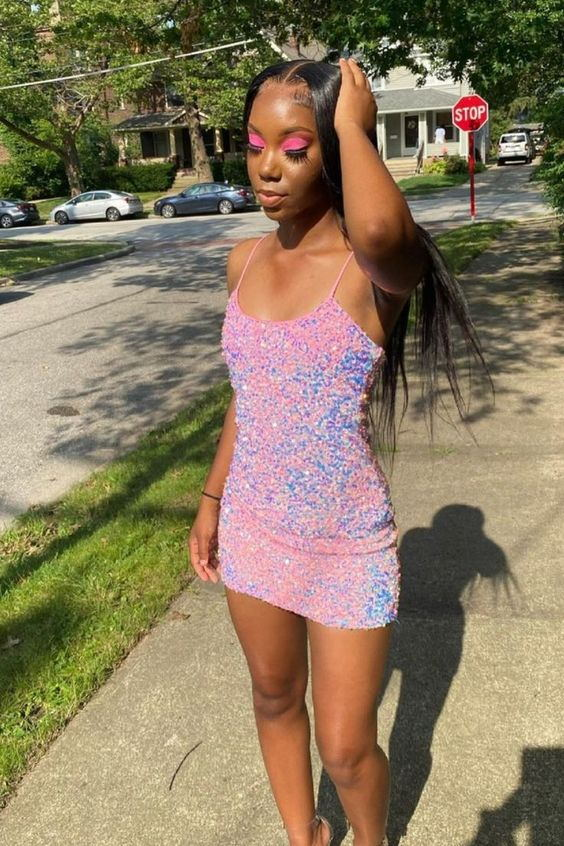 Pink-Sequin-Homecoming-Dress-tight