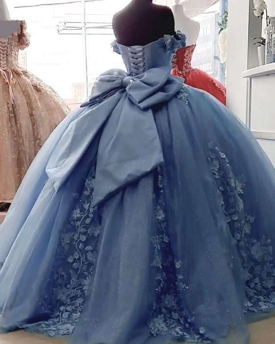 Ball Gown Quinceanera Dresses Floral Applique Sweet 16 Gowns – jkprom