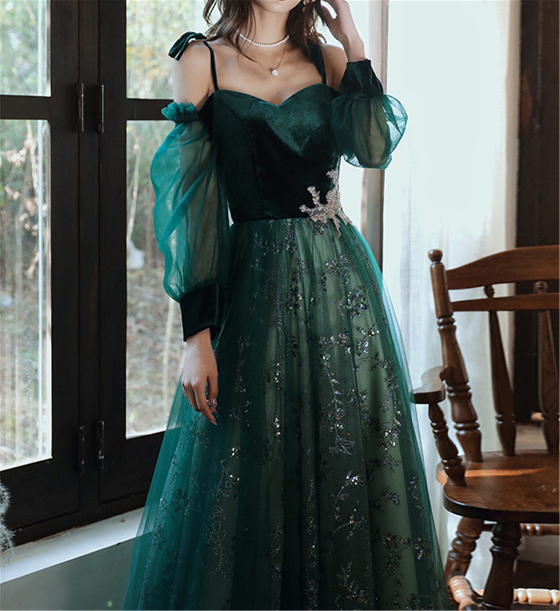 Elegant Dark Green Tulle Stunning Prom Dresses Wedding Party Dress jkprom Elegant Dark Green Tulle Stunning Prom Dresses Wedding Party Dress jkprom