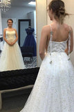 Beautiful Sky Blue Tulle Star A-line Long Prom Dress, Formal Dresses,maxi dresses