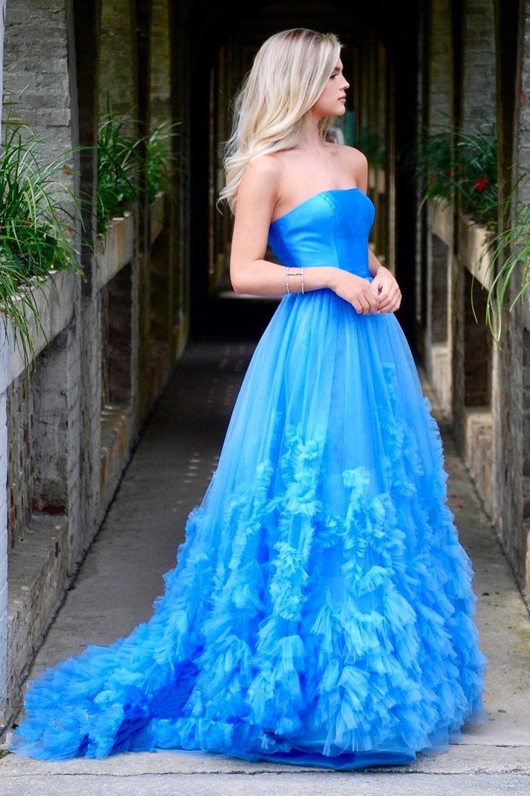Red A-Line Strapless Long Prom Dress Elegant Pageant Gown