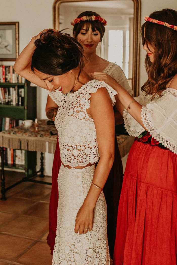 Casual Long Two Piece Lace Wedding Dress,Crop Top Bridal Separates jkprom Casual Long Two Piece Lace Wedding Dress,Crop Top Bridal Separates jkprom