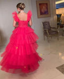 Elegant Ruffled Skirt Prom Dresses Long Formal Evening Dress