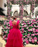 Elegant Ruffled Skirt Prom Dresses Long Formal Evening Dress